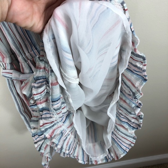 American Eagle Outfitters Multi Colored Striped Romper Ruffle Detail Size Small - Picture 7 of 8
